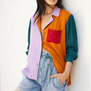 Farm Rio Colorblock Button-Down Blouse
